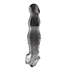 PLEASE ME - Scale-shaped Penis Sleeve (Transparent Black)